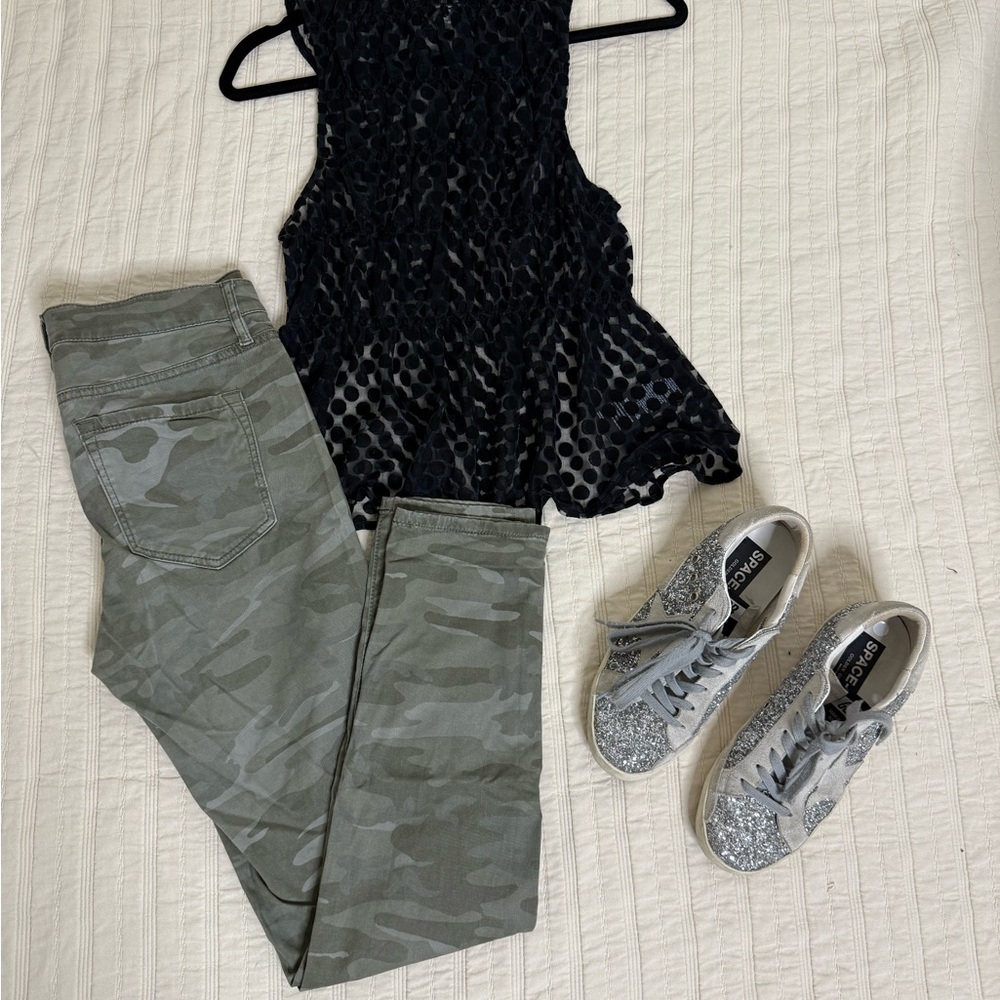 NWT Maeve Anthropologie Black Mesh Dot Top XS | $78 Retail - top only